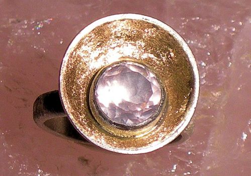 Rosenquarz - Ring Silber/Roségold